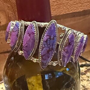 Purple dahlia turquoise sterling silver bracelet. A stunning jaw dropper!!